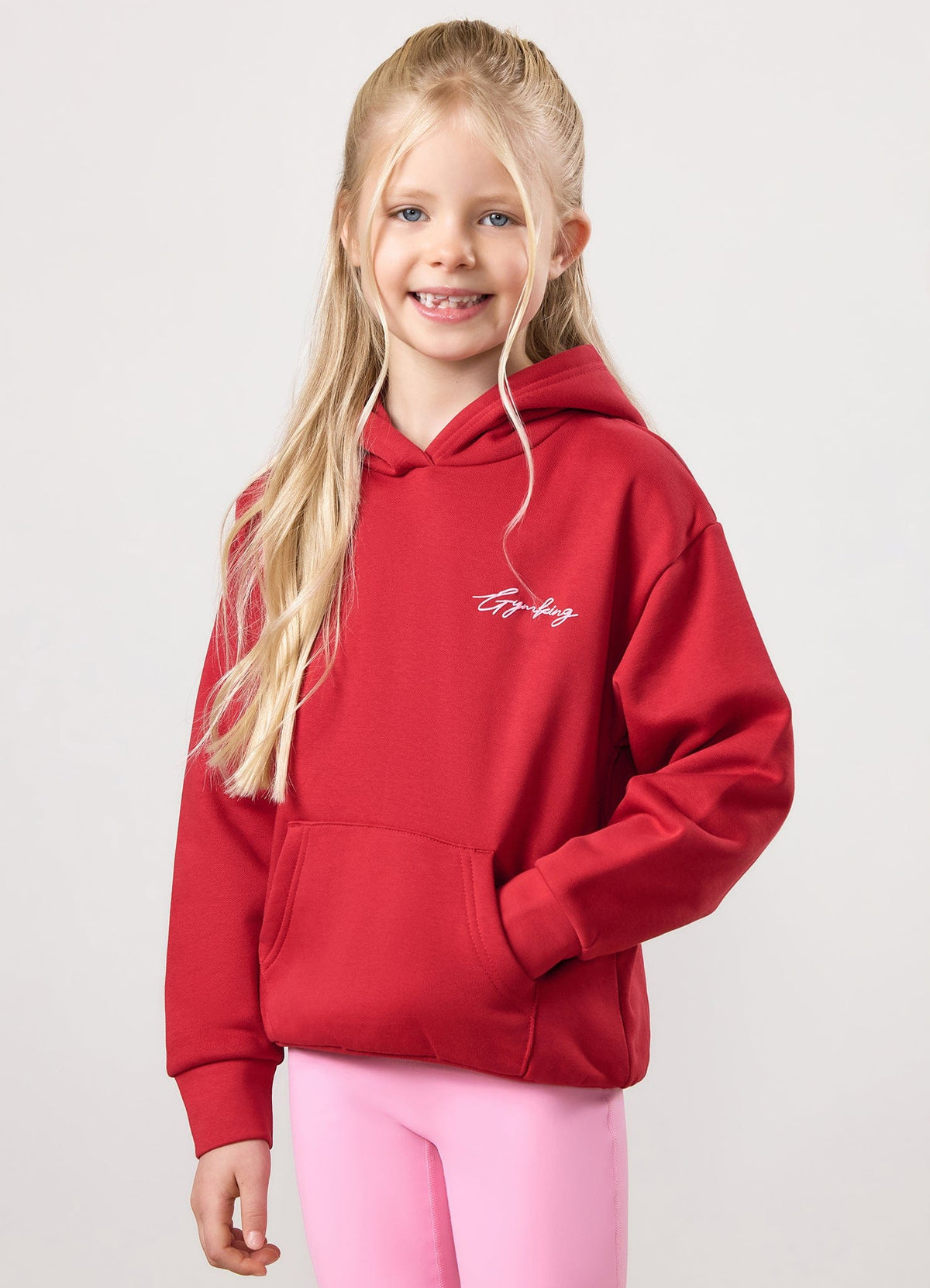 Gym King Kids Script Fleece Hoodie - Scarlet Red