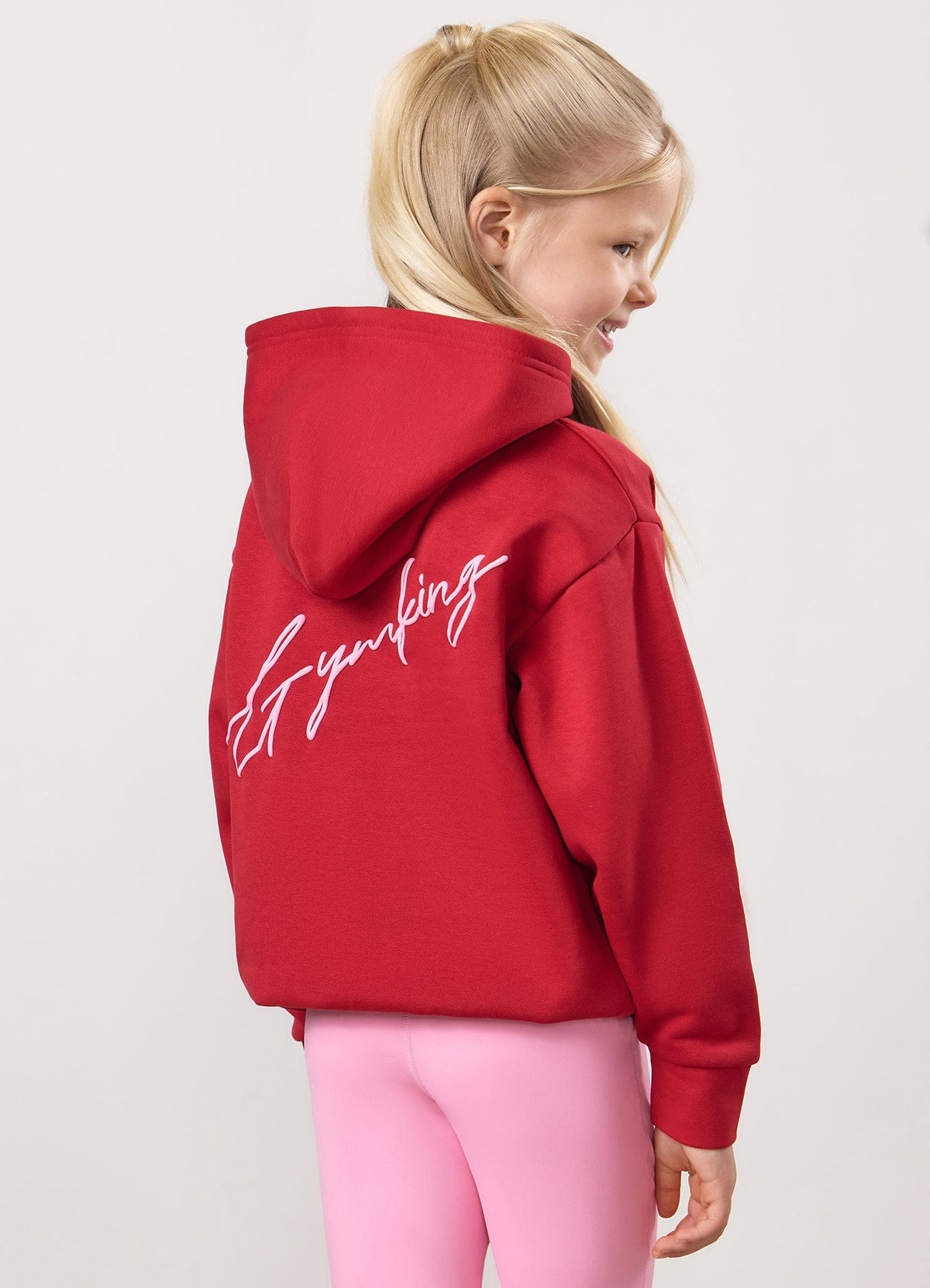 Gym King Kids Script Fleece Hoodie - Scarlet Red