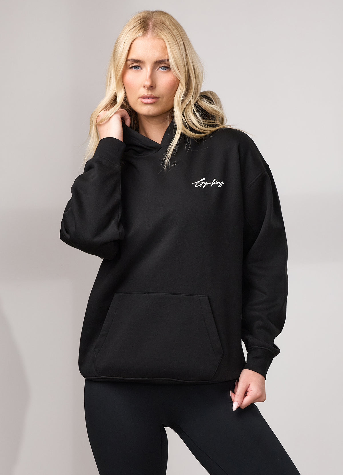 Gym King Script Fleece Hoodie - Black/White