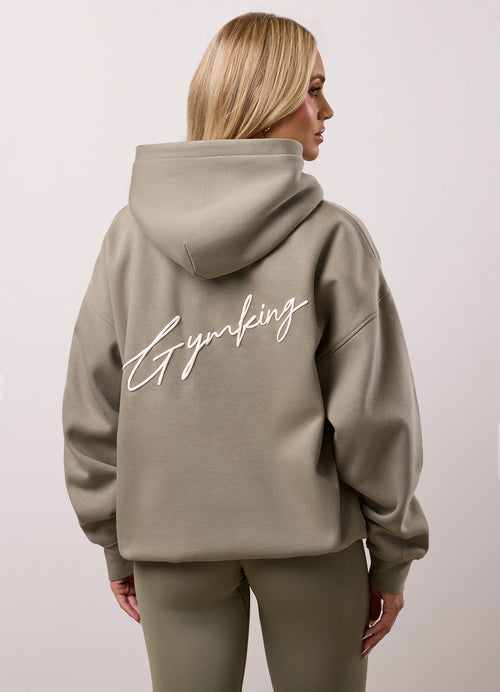 Gym King Script-fleecehoodie - Eucalyptus