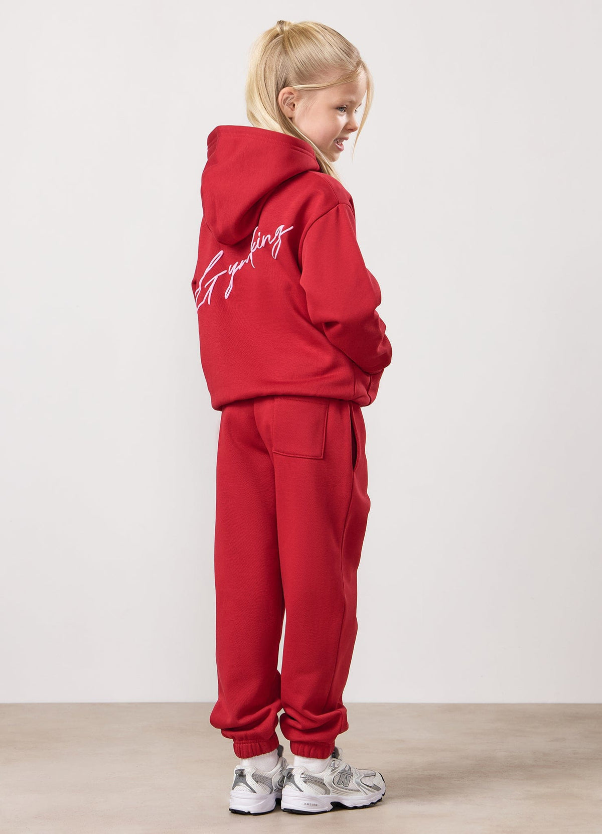 Gym King Kids Script Fleece Tracksuit - Scarlet Red
