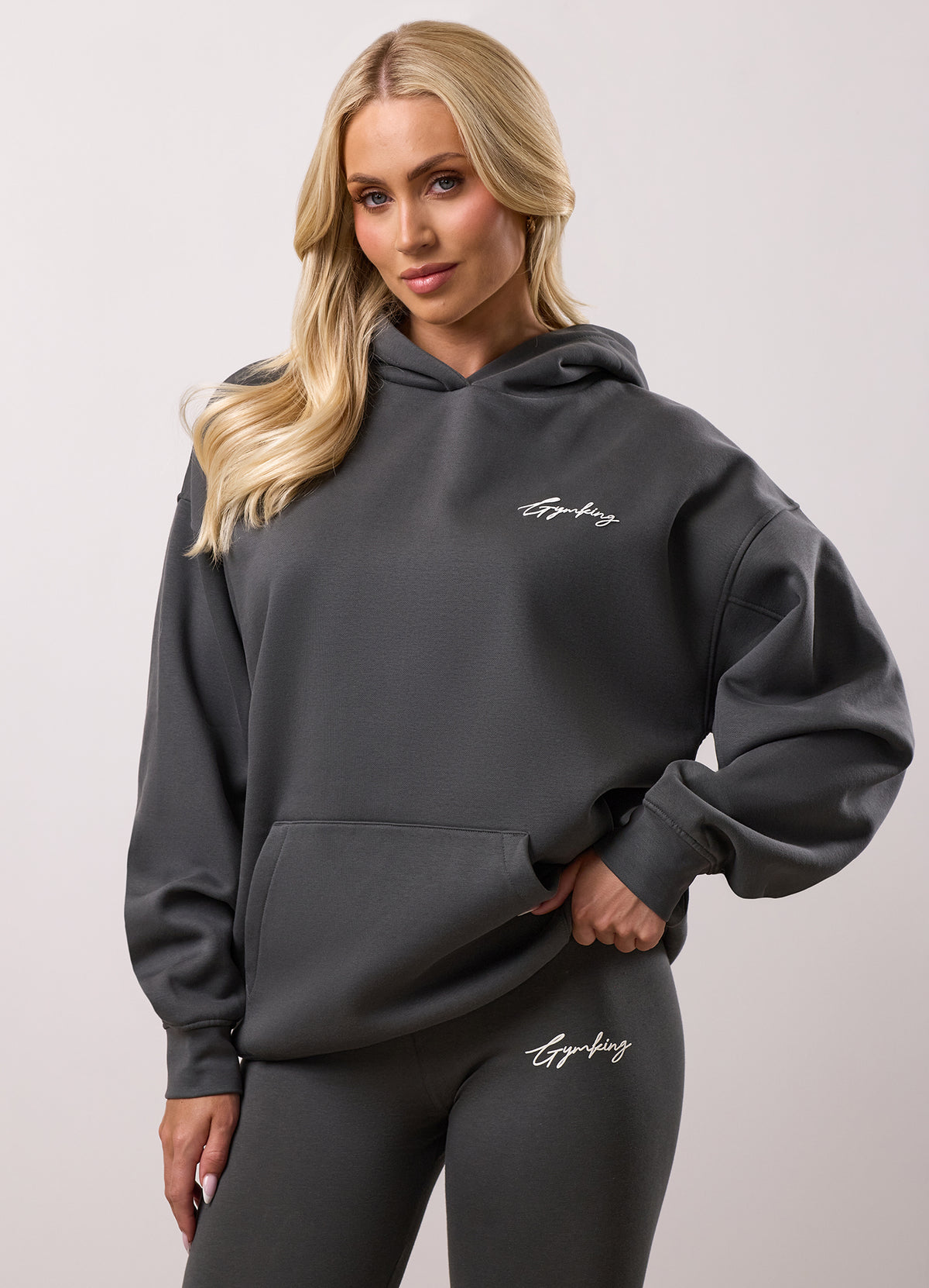 Gym King Script Fleece Hoodie - Green Smoke