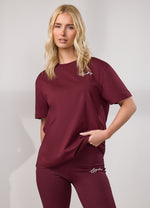 Gym King Script Jersey BF T-shirt - Deep Cherry/Cream (miniatuurafbeelding)