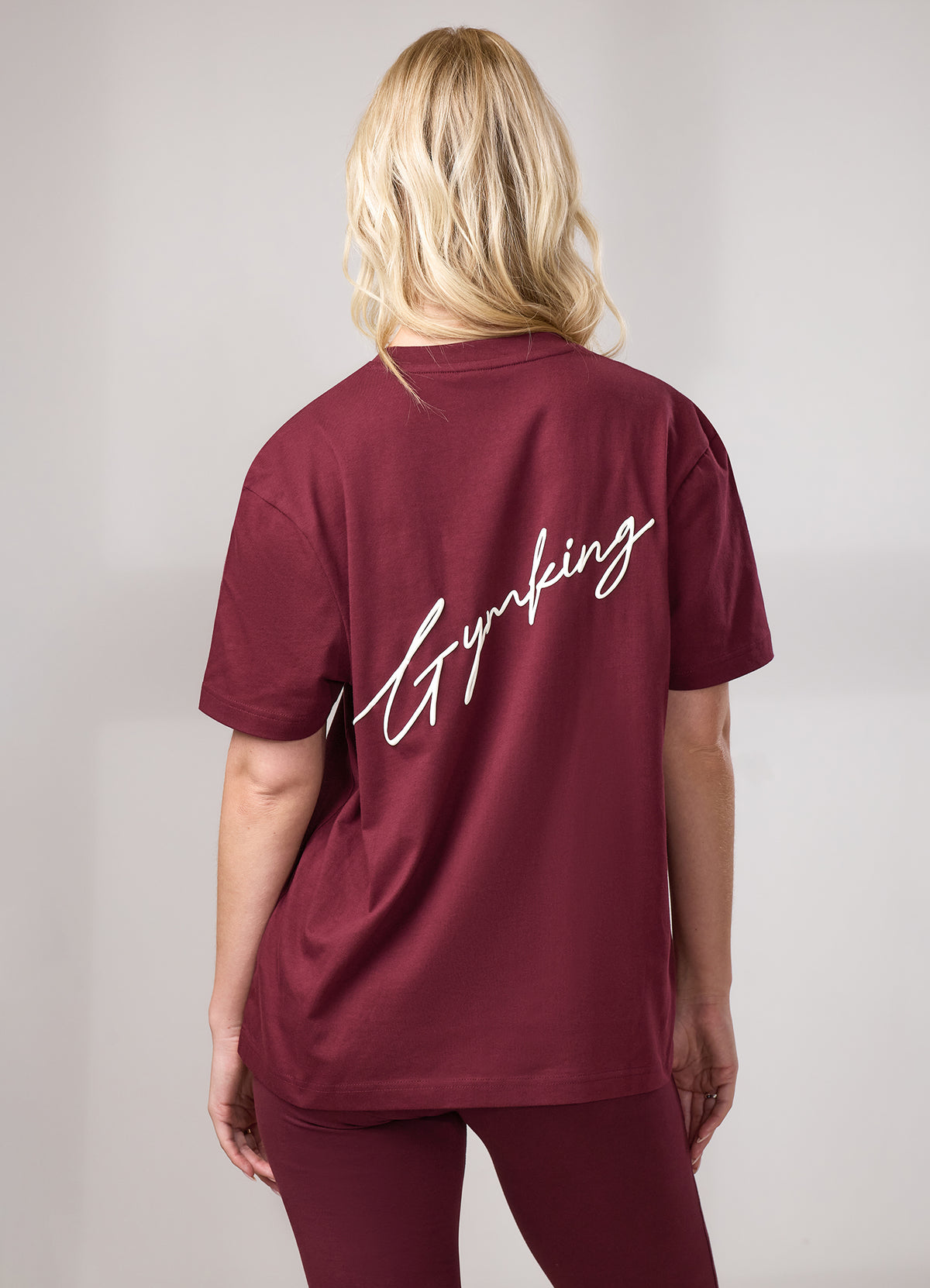 Gym King Script Jersey BF T-Shirt - Deep Cherry/Cream
