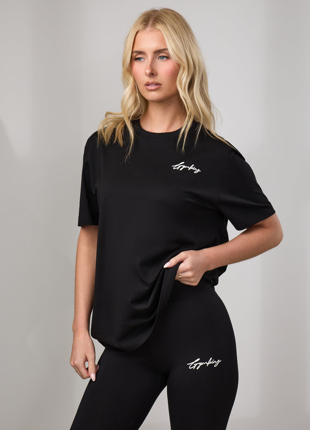 Gym King Script Jersey BF T-Shirt - Black/White