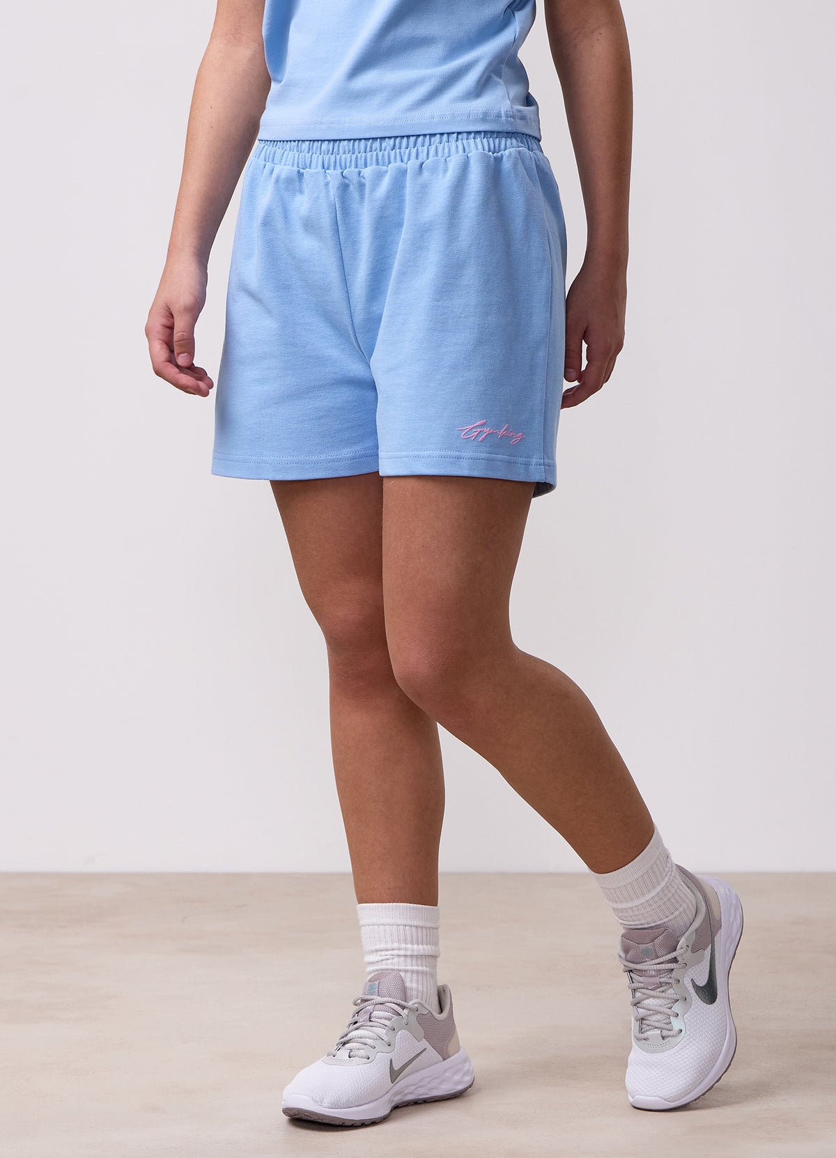Gym King Older Kids Script Relaxed Fit Short - Sky Blue