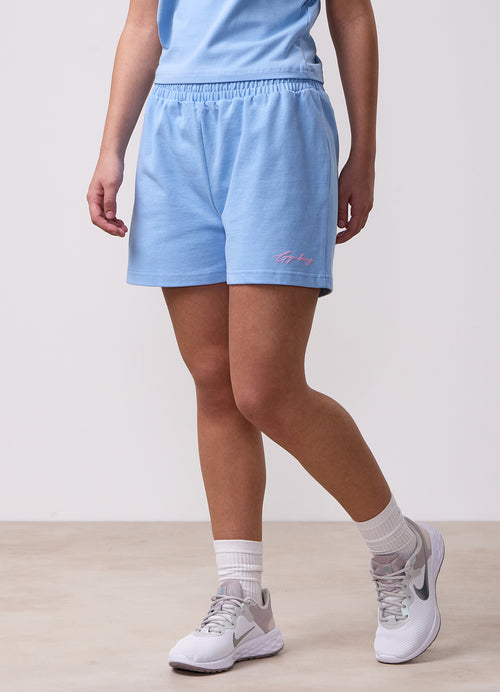 Gym King Older Kids Script Relaxed Fit Short - Sky Blue