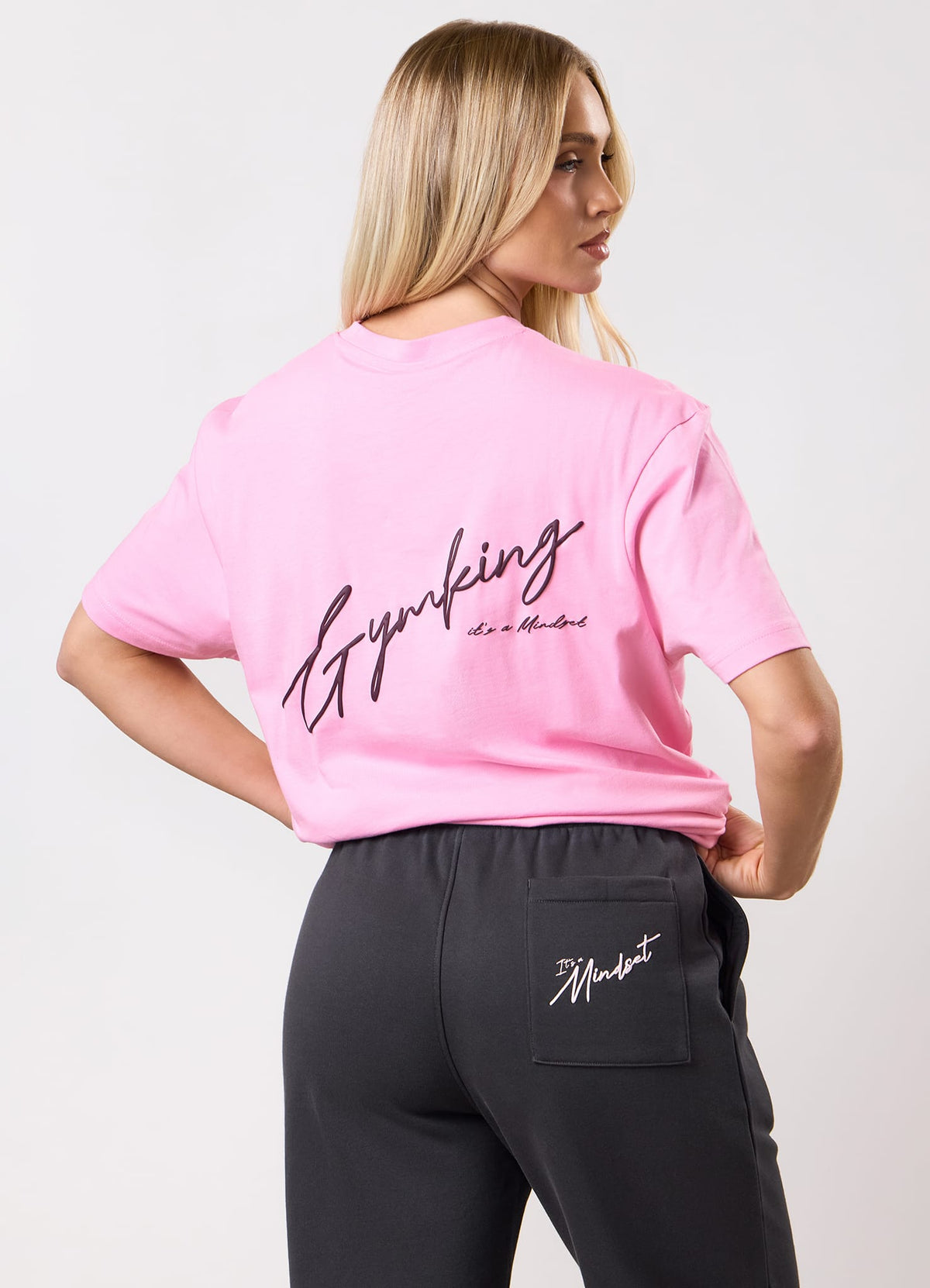 Gym King Script Mindset BF T-shirt - Candy Pink