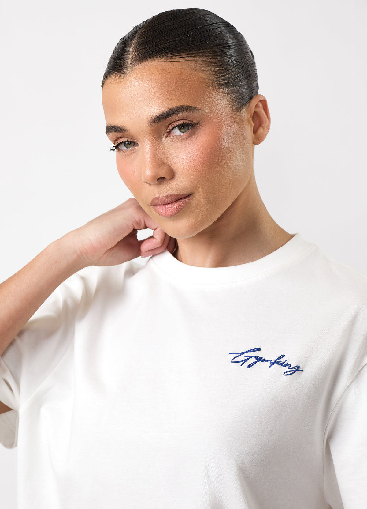 Gym King Script Mindset Hip Length BF T-Shirt - Cream