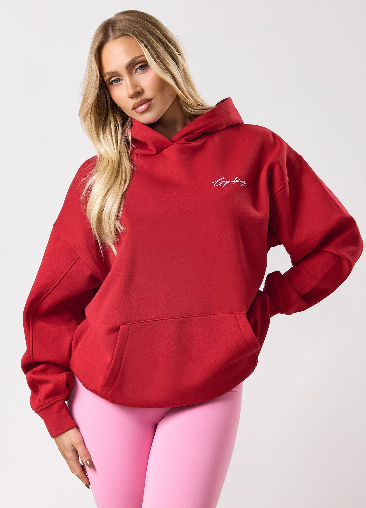 Gym King Script Mindset Hoodie - Scarlet Red