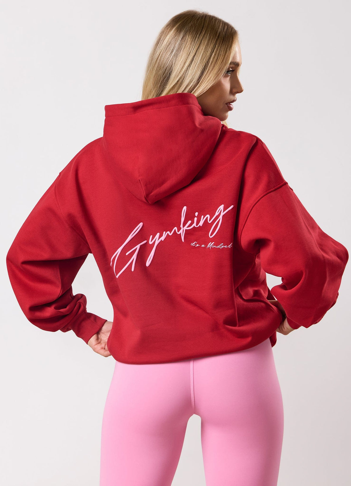Gym King Script Mindset Hoodie - Scarlet Red