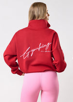 Gym King Script Mindset 1/4 Zip Funnel - Scarlet Red thumbnail