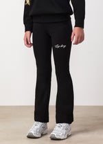 Gym King Younger Kids Script Flared Legging - Black / White thumbnail