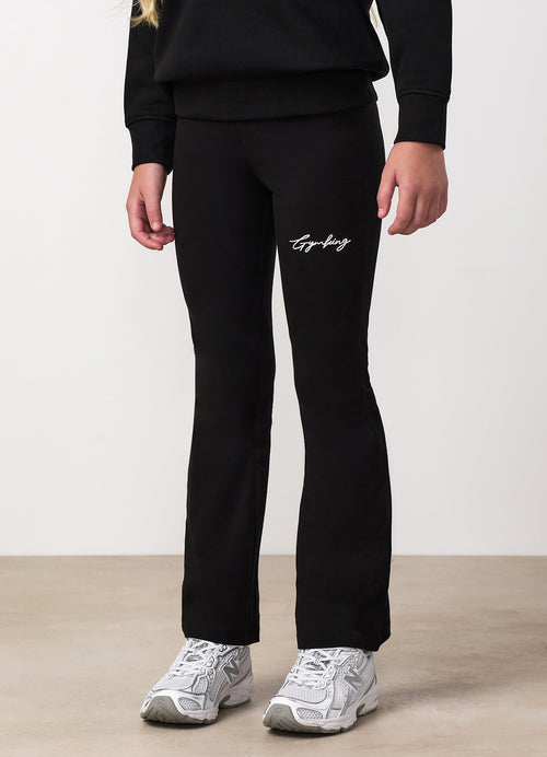 Gym King Younger Kids Script Flared Legging - Black / White