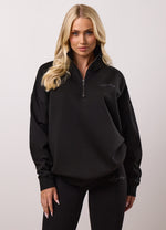 Gym King Script 1/4 Zip Fleece Funnel - Black thumbnail