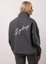 Gym King Script 1/4 Zip Fleece Funnel - Green Smoke miniatuurafbeelding