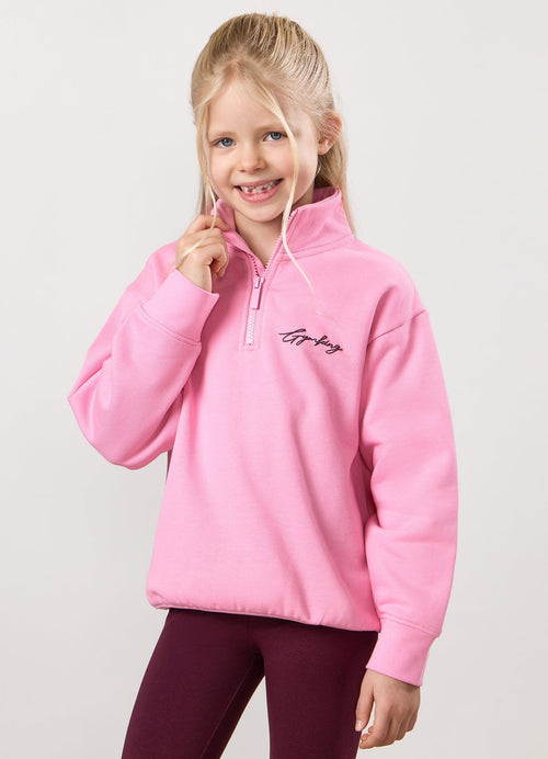 Gym King Kids Script-sweater met 1/4 rits en trechterhals - Candy Pink