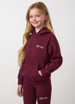 Gym King Older Kids Script Relaxed Fit Hoodie - Deep Cherry / Cream thumbnail