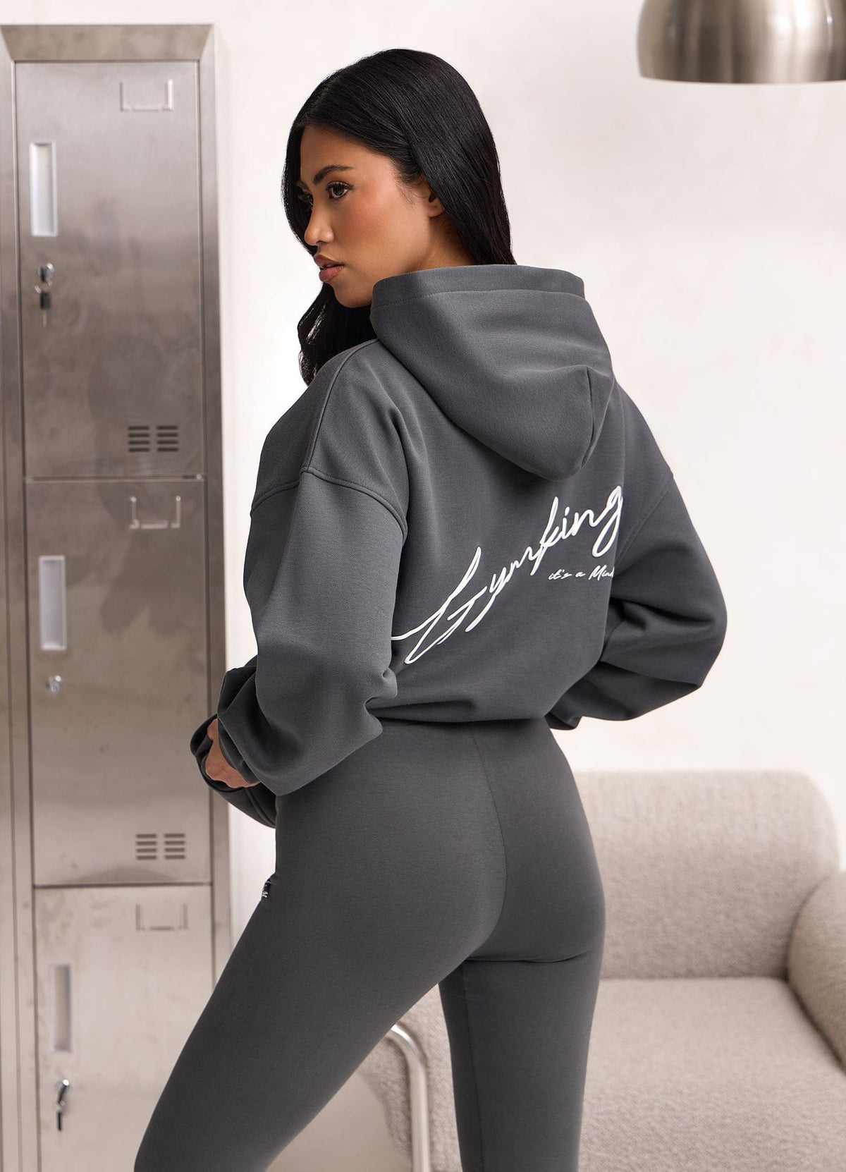 Gym King Script Mindset Hoodie - Green Smoke