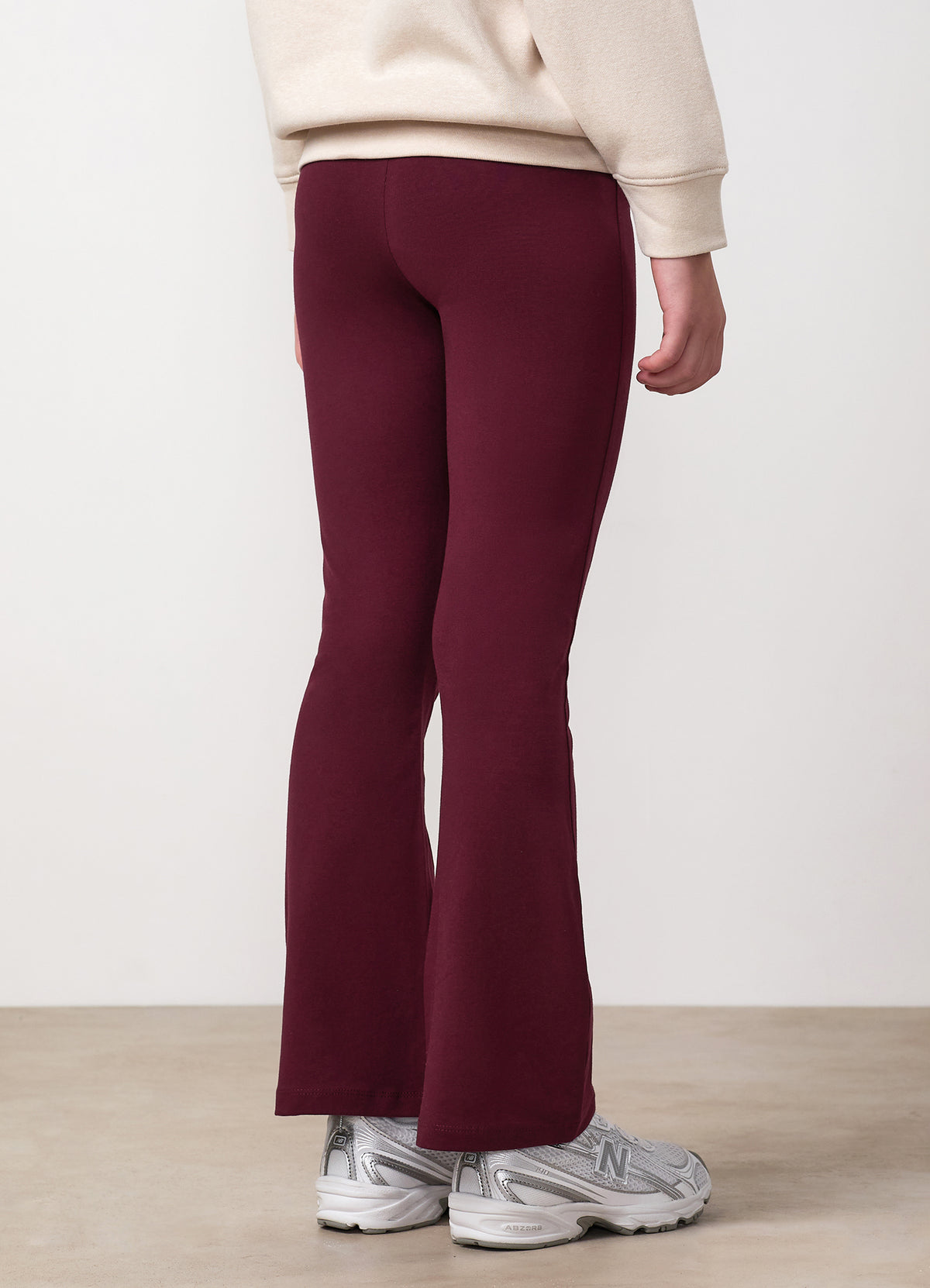 Gym King Older Kids Script Flared Legging - Deep Cherry / Cream