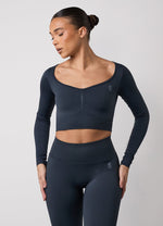 Gym King Sculpt T-shirt met lange mouwen - Midnight Blue (miniatuurafbeelding)