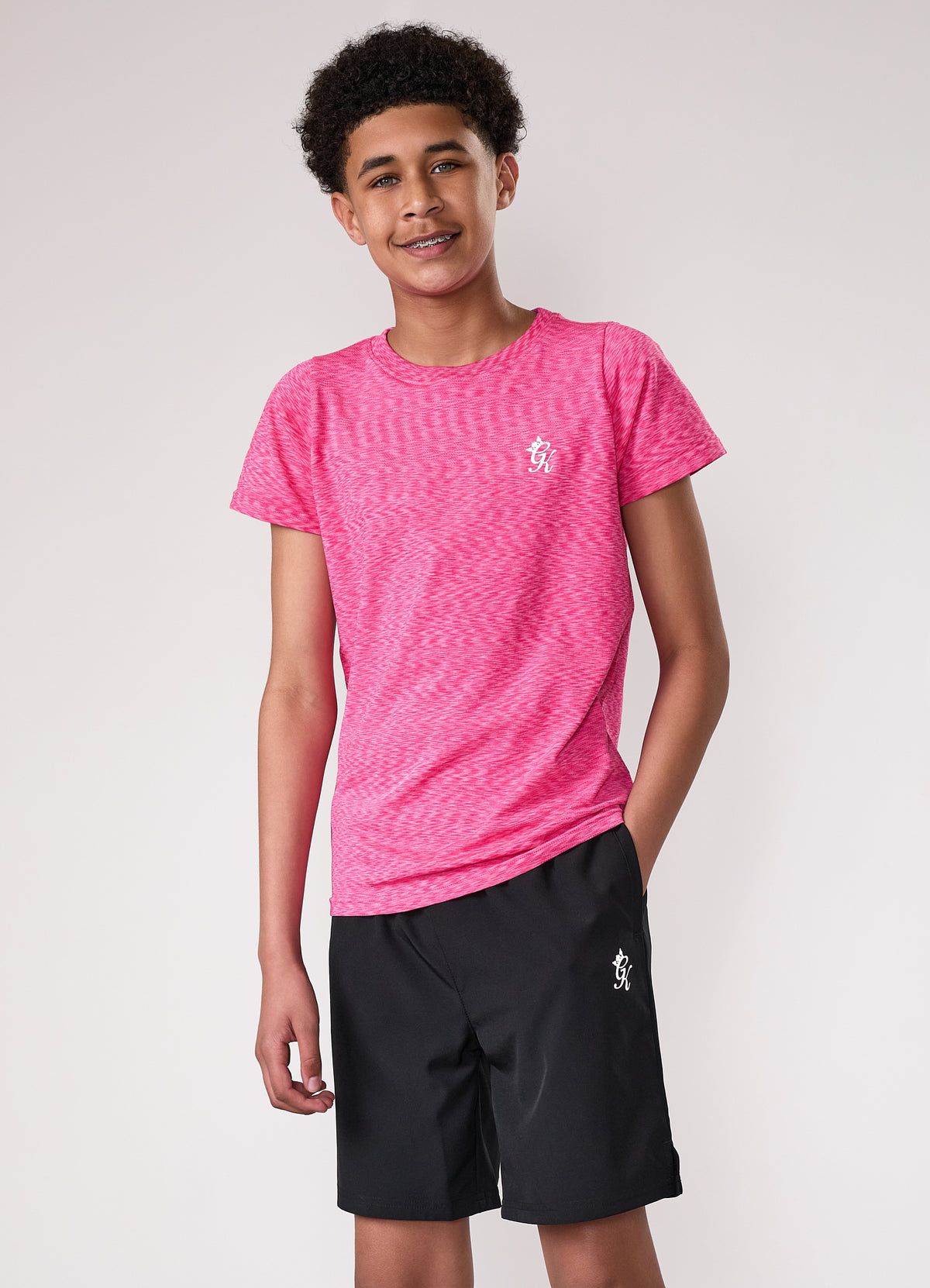Gym King Older Kids Seamless Space Dye Tee - Hot Pink Grindle