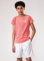 Gym King  Seamless -T-shirt met Space Dye-print voor oudere kinderen – Koraal/lichtgrijs gemêleerd (miniatuurafbeelding)
