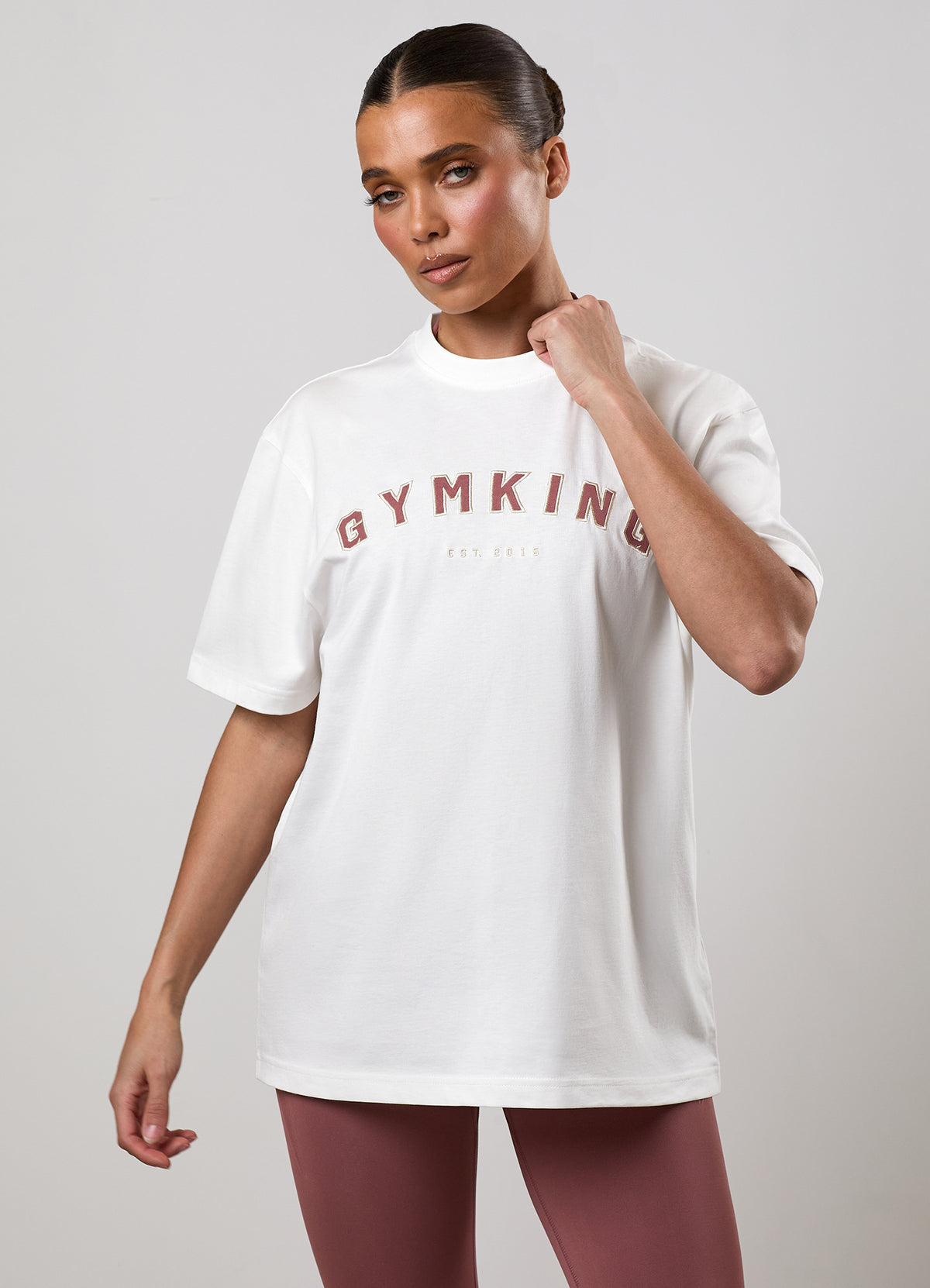 Gym King Shadow Boyfriend T-Shirt - Cream