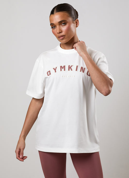 Gym King Shadow Boyfriend T-Shirt - Cream