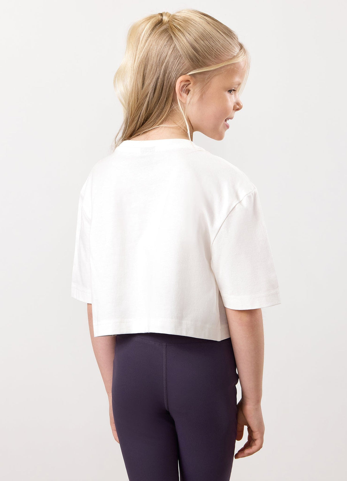 Gym King Kids Shadow Cropped T-Shirt - Cream