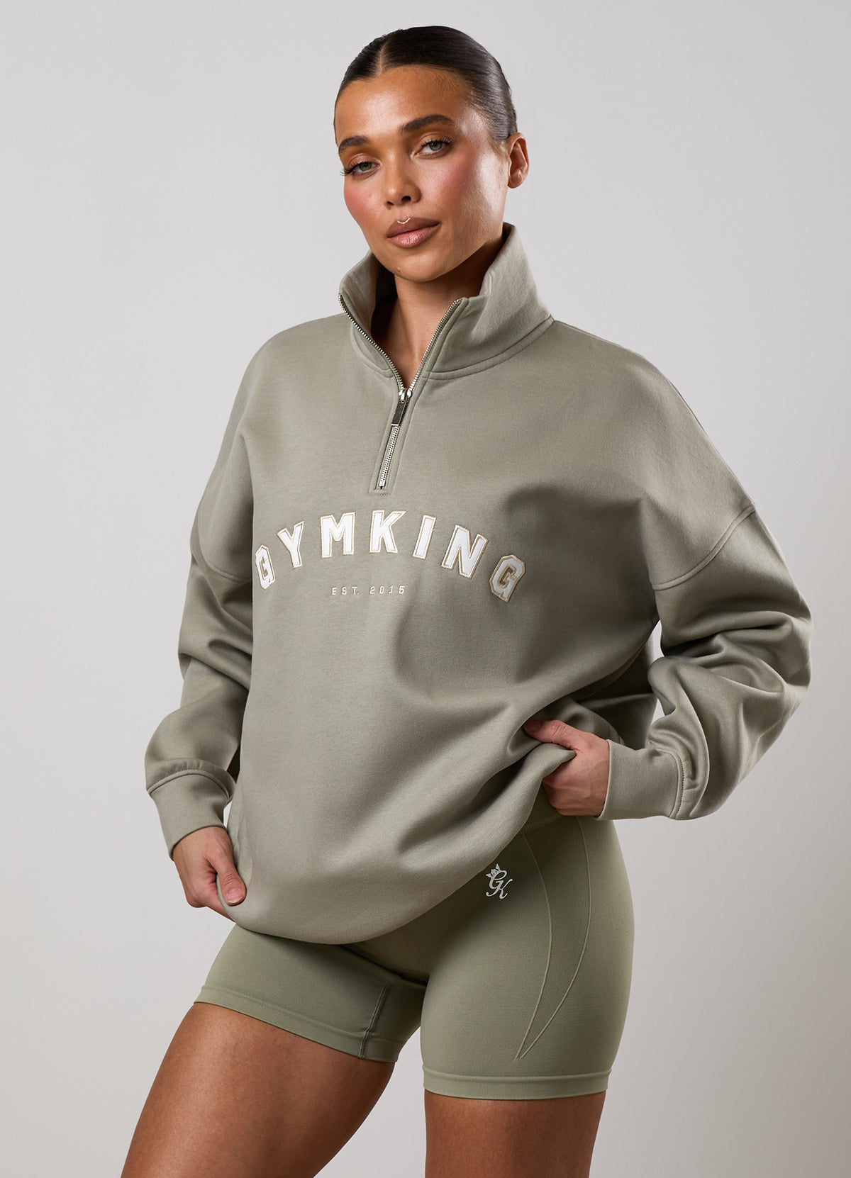 Gym King Shadow 1/4 Zip Funnel - Eucalyptus