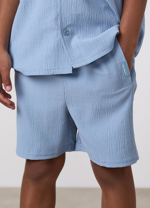 Gym King  Signature -short van geweven stof voor jongere kinderen – poederblauw