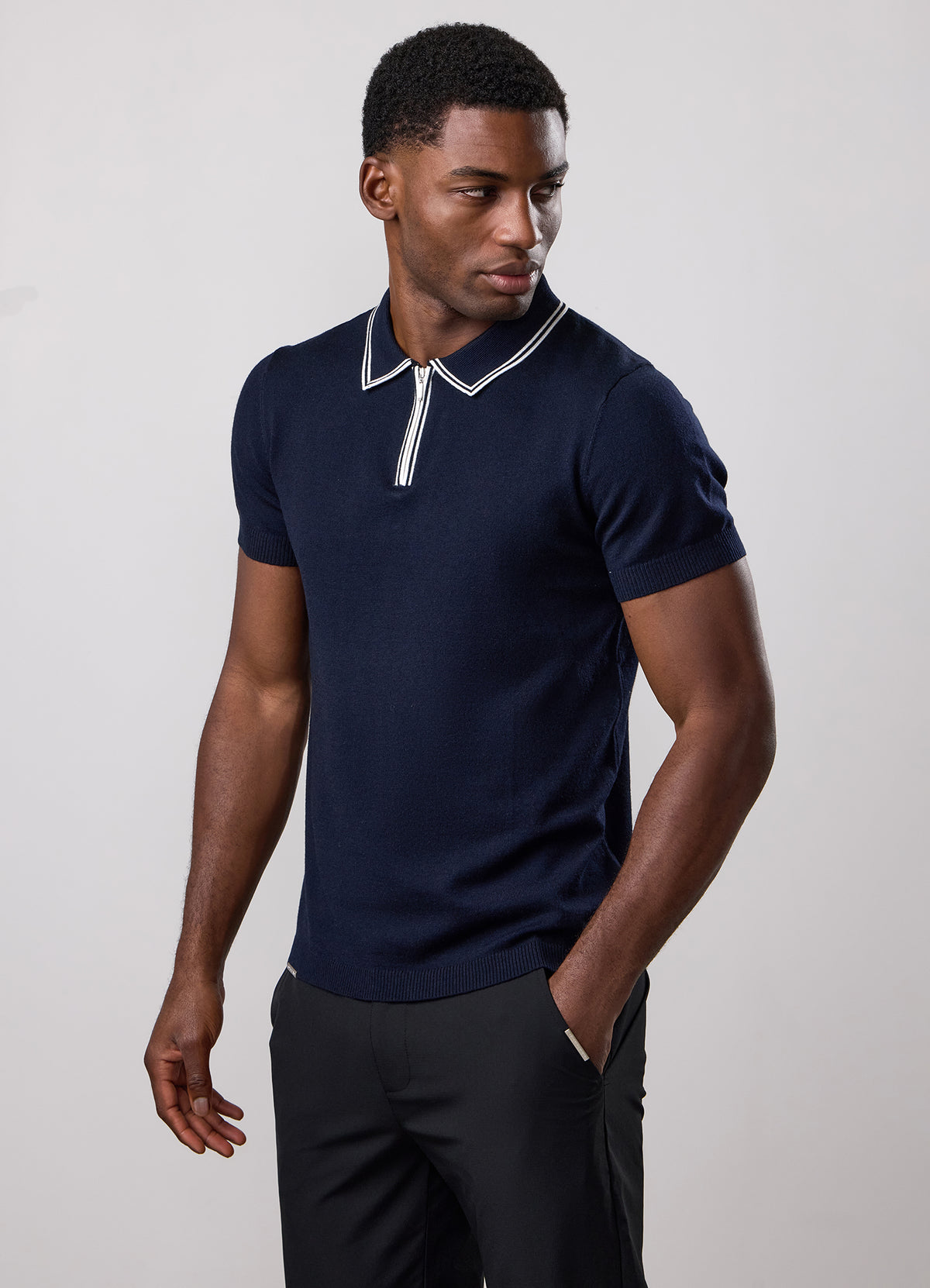 Gym King Portals Knitted Tipping Polo - Navy