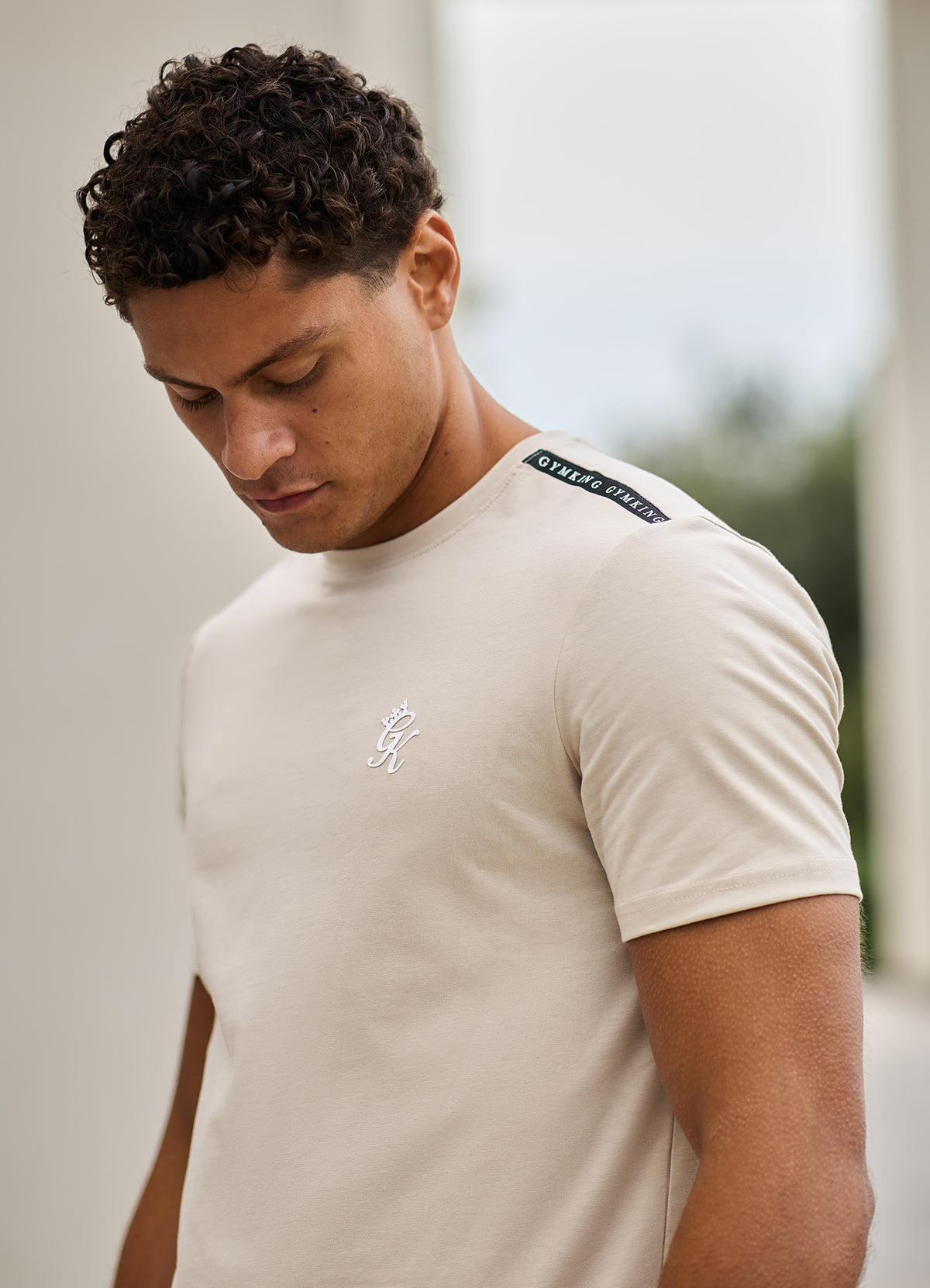 Gym King Taped Jersey T-Shirt - Light Stone
