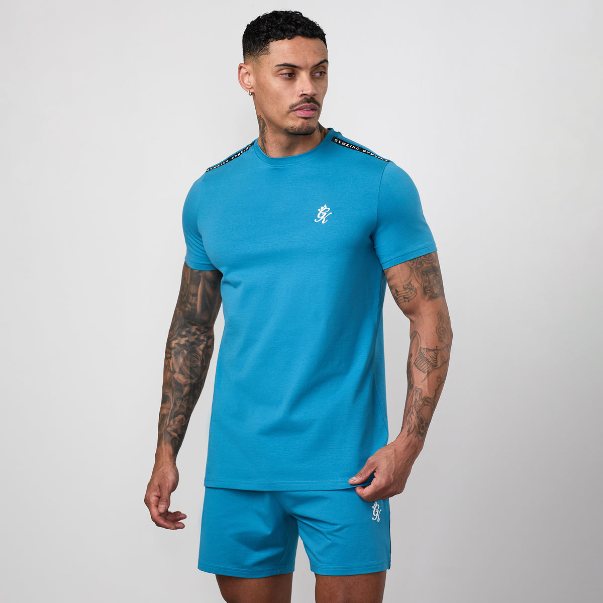 Gym King Taped Jersey T-Shirt - Harbour Teal