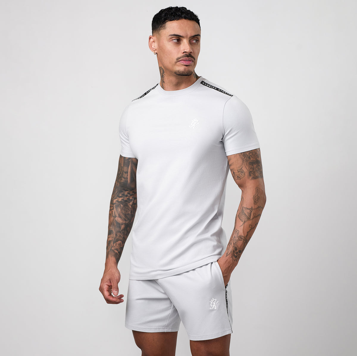 Gym King Taped Jersey T-Shirt - Light Grey