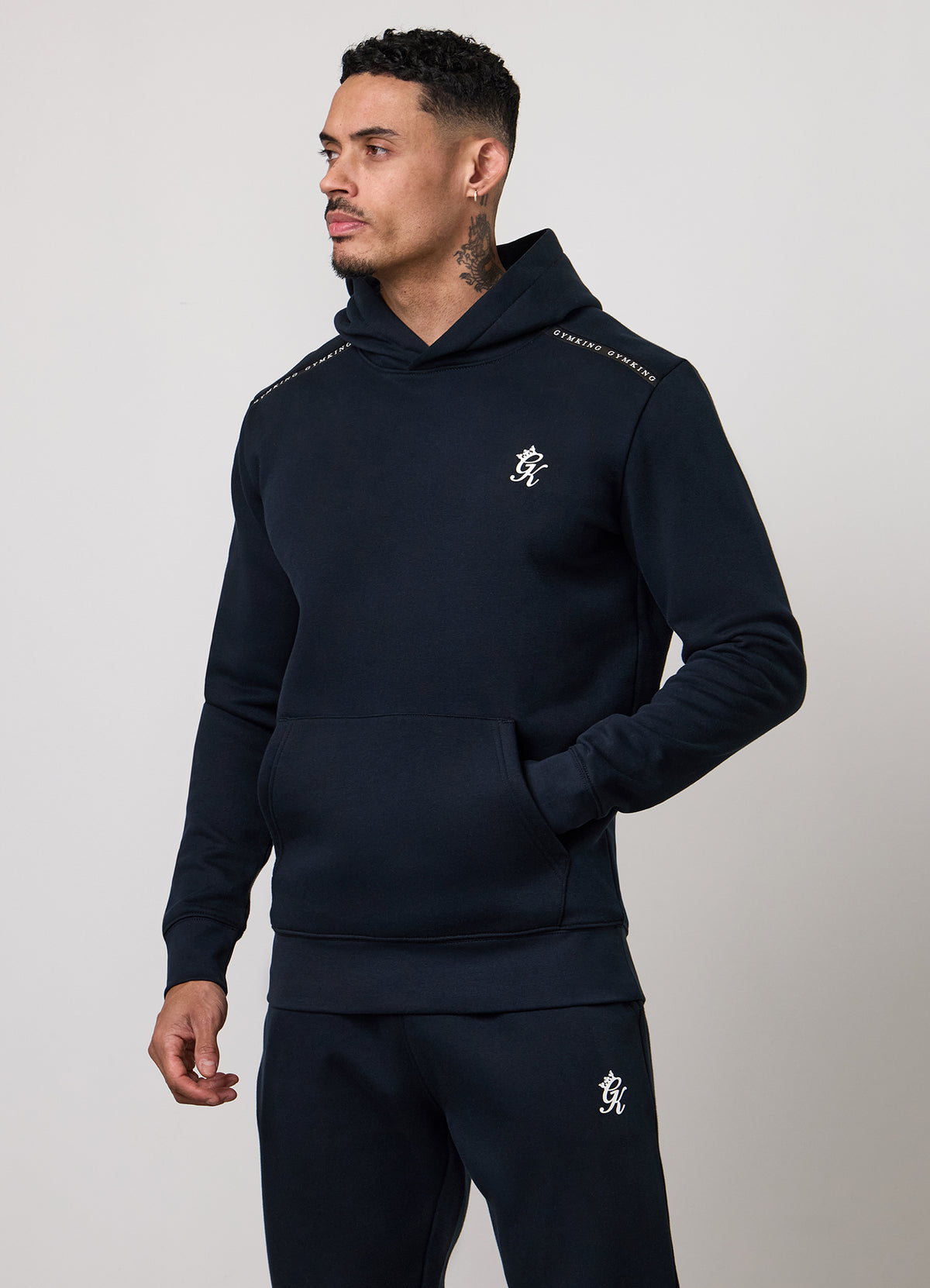 Gym King Taped Fleece Hoodie - Navy