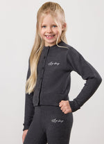 Gym King Kids True Knit Fitted Cardigan - Charcoal thumbnail