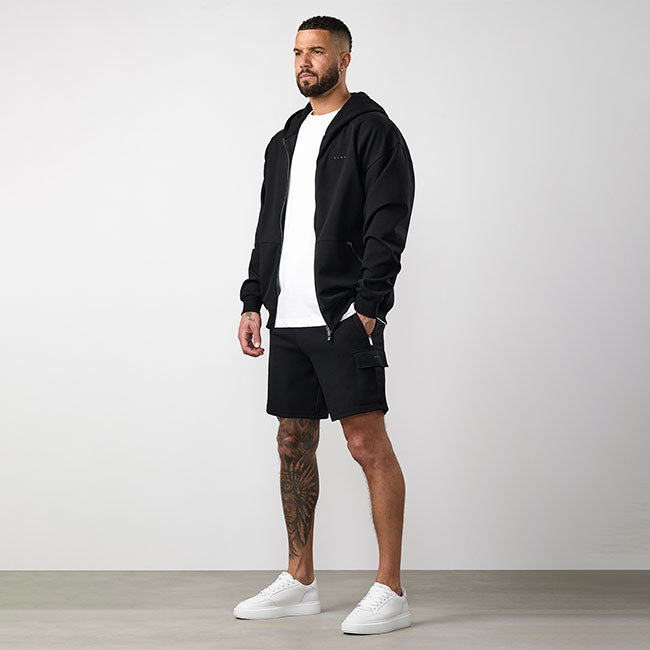 Gym King Linear Travel Full Zip Hood and Shorts - Black