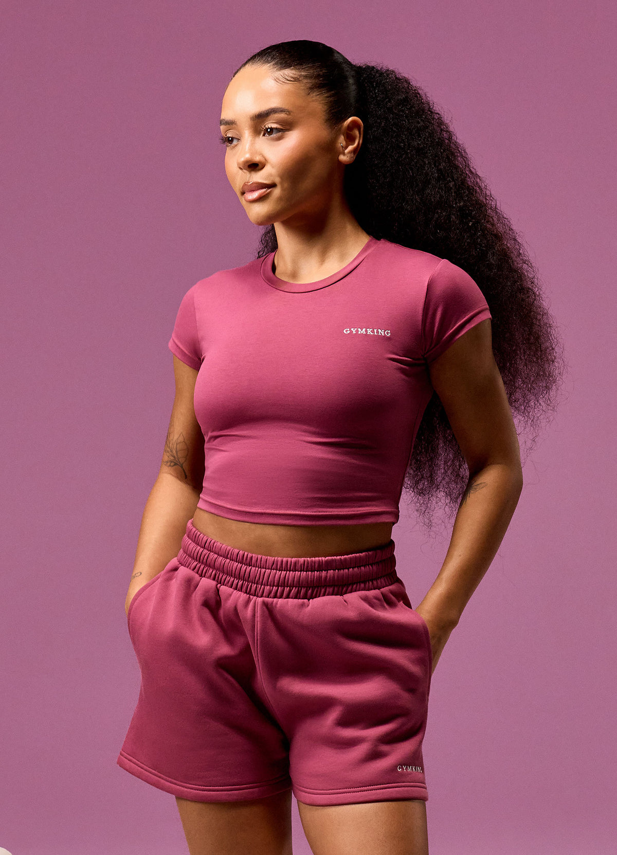 Gym King 365 Crop Fitted T-Shirt - Berry