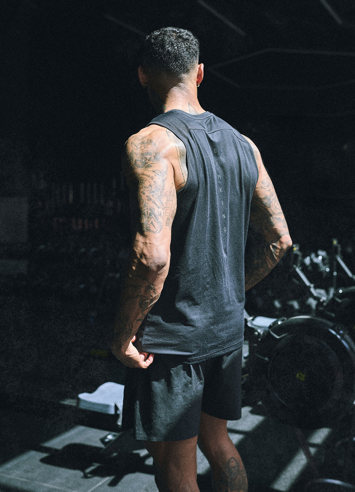 Gym King Rebellion Grit AOP Vest - Black