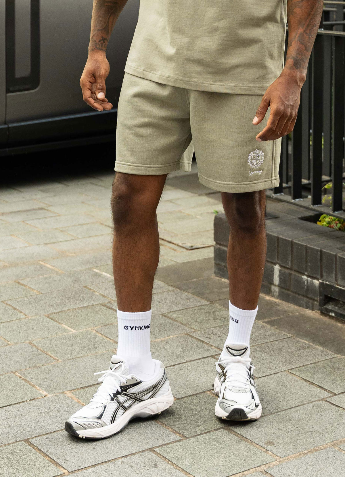 Gym King Heritage Crest Loopback Short - Soft Khaki