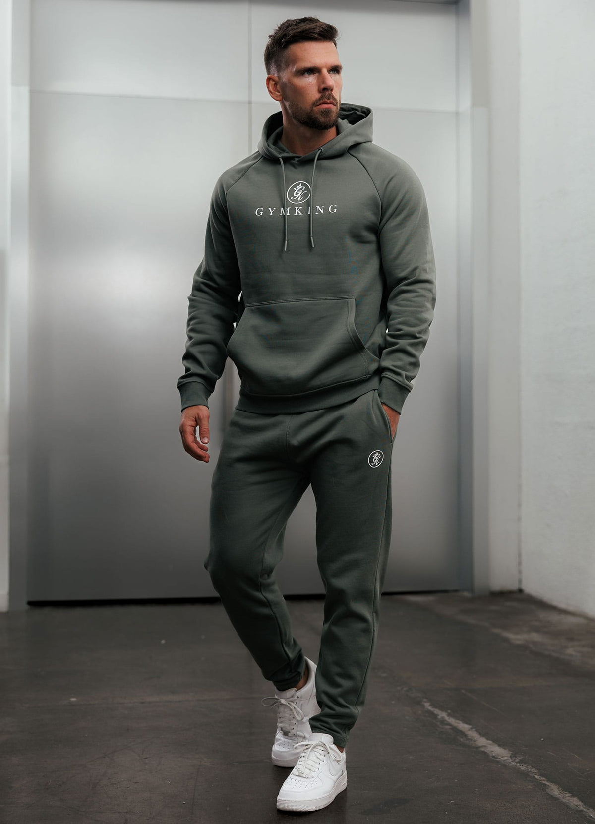 Gym King Pro Hood Tracksuit - Sage Grey