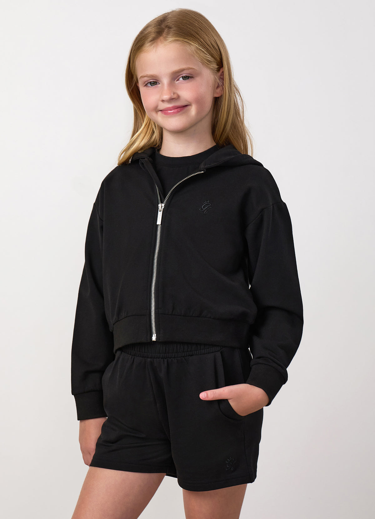 Gym King Older Kids Victory Boxy Full Zip Hoodie - Black