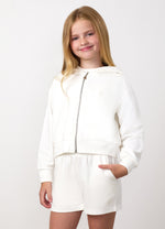 Gym King Older Kids Victory Boxy Full Zip Hoodie - Cream thumbnail