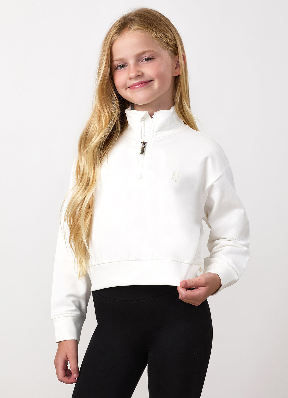 Gym King Younger Kids Victory Boxy 1/4 Zip Funnel - Cream