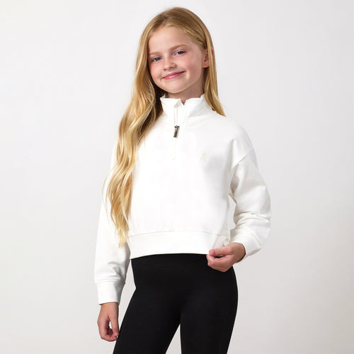 Gym King Older Kids Victory Boxy 1/4 Zip Funnel - Cream
