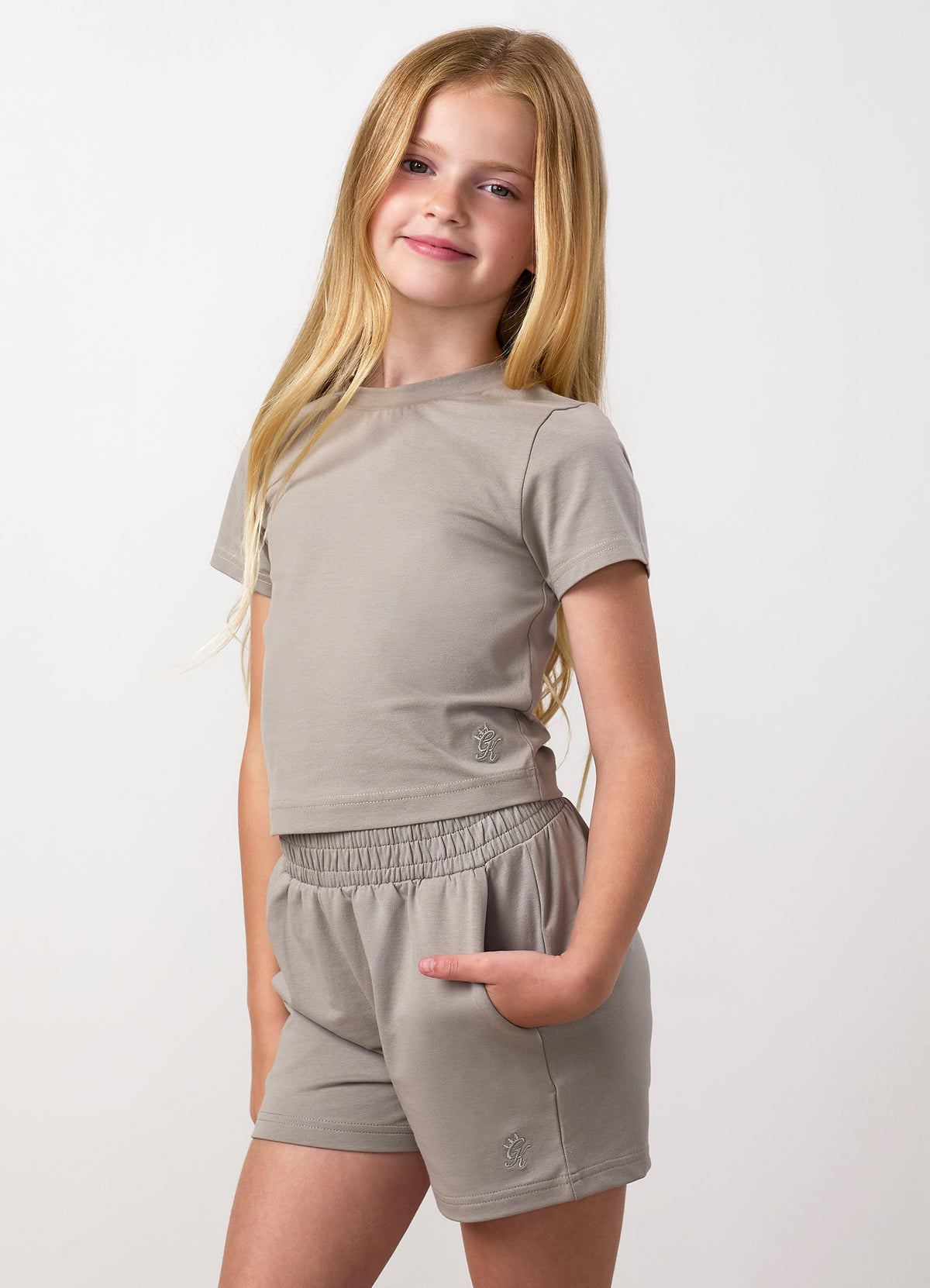 Gym King Older Kids Victory Jersey Cap Sleeve T-Shirt - Taupe
