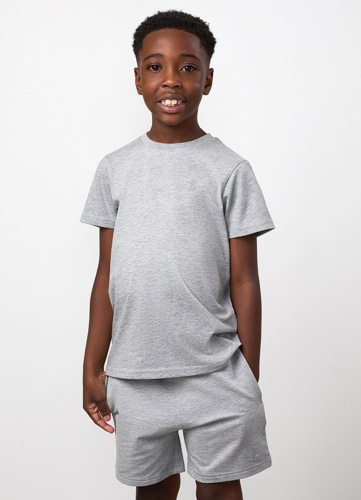 Gym King Older Kids Victory Jersey T-Shirt - Grey Marl