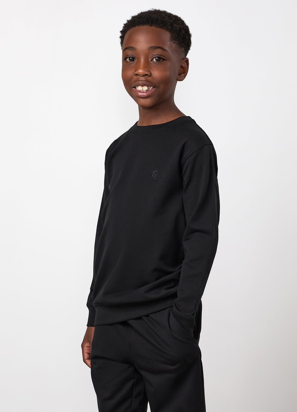 Gym King Older Kids Victory Loopback Crew - Black